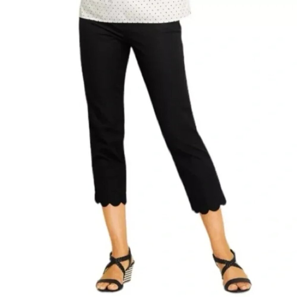 Talbots Black Scalloped Hem Chatham Crop Pants